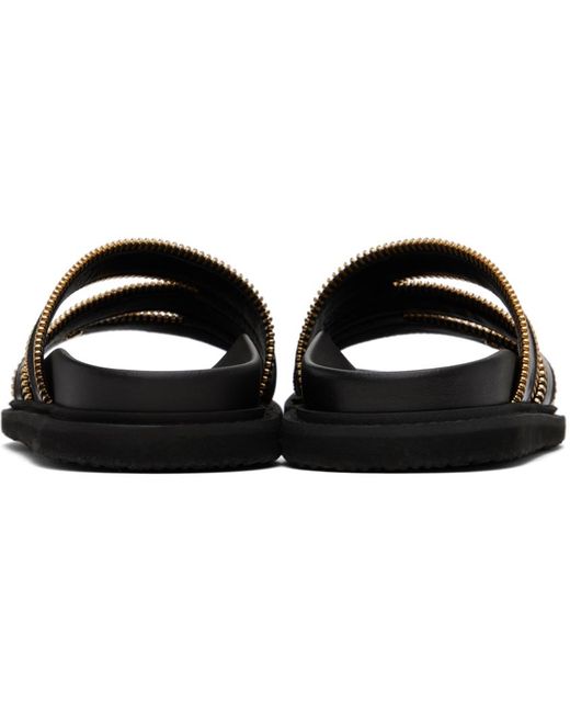 Moschino Black Zipper Detail Sandals