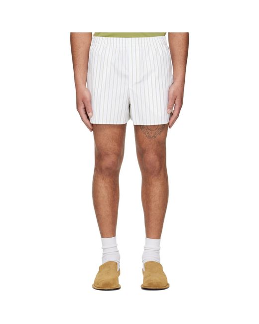 AMI White Off- & Cotton Elasticated Shorts for men