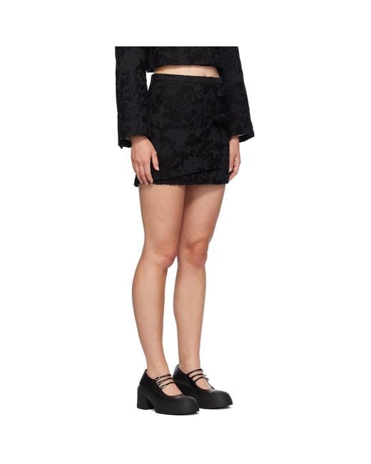 Ganni Black Layered Miniskirt