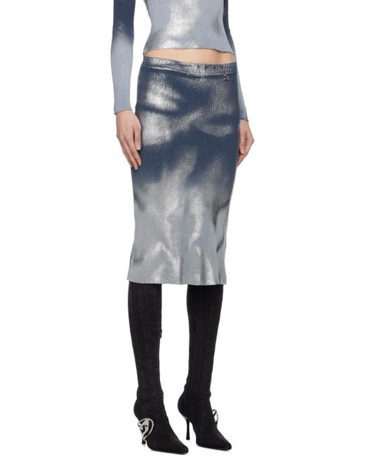 DIESEL Blue & Gray M-ilan Midi Skirt
