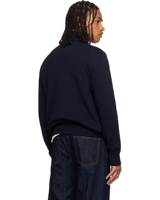 Givenchy Blue Cotton Turtleneck Sweater for men