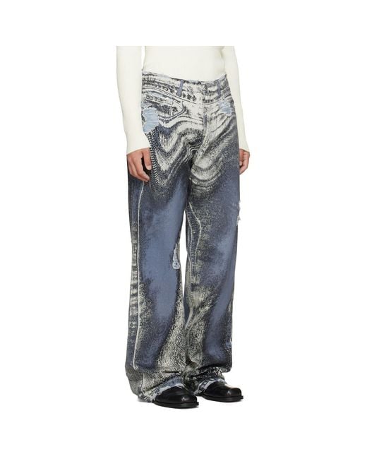 CAMPERLAB Gray Distorted Print Distressed Denim Jeans for men