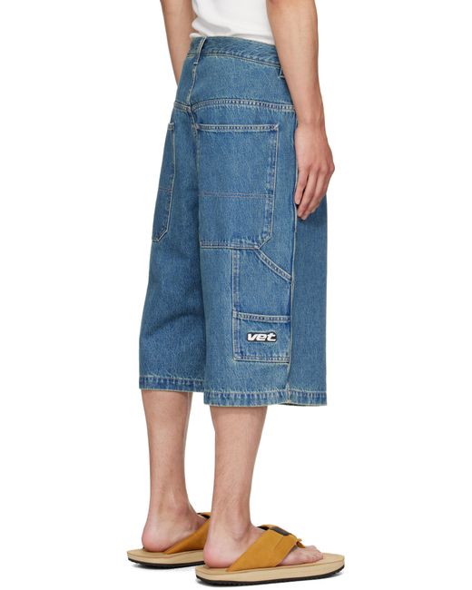 Vetements Blue Hip-Hop Denim Shorts for men