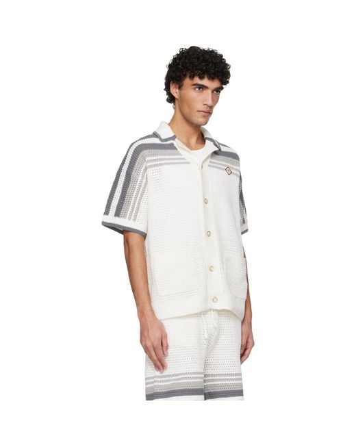 Casablanca White Off- Tennis Crochet Shirt for men