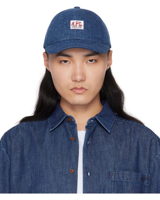 A.P.C. Blue Charlie Carpenter Baseball Cap for men