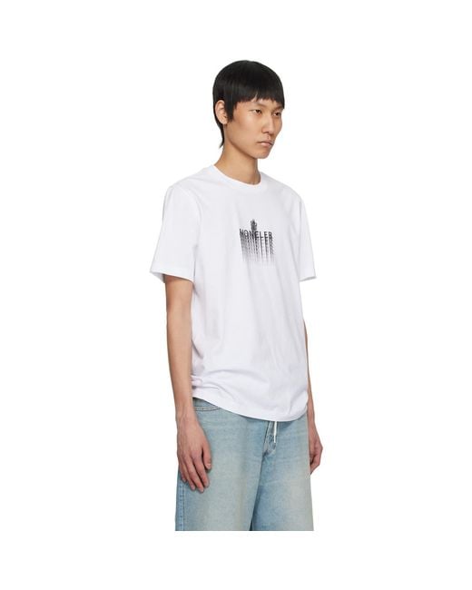 Moncler White Faded Logo Cotton T-Shirt for men