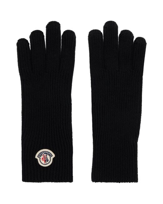 Moncler Black Wool Gloves for men