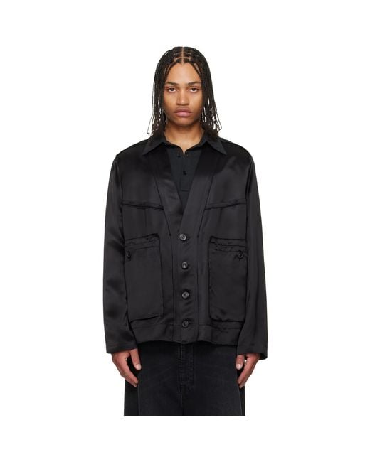Maison Margiela Black Patchwork Satin Jacket for men