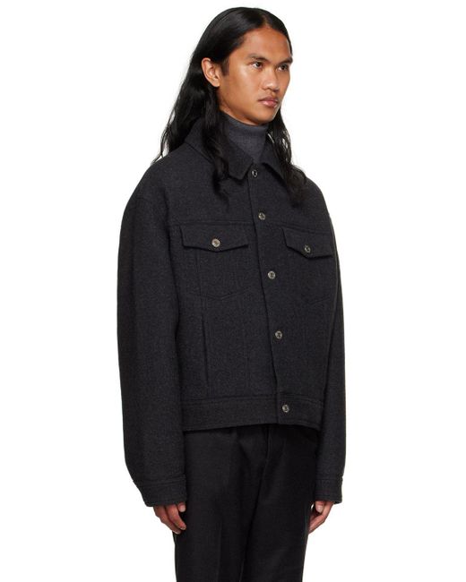 Ami Paris Gray Boxyfit Jacket in Black for Men Lyst