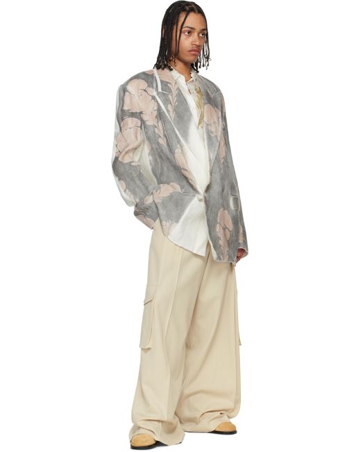 Dries Van Noten Black Hand Printed Blazer for men