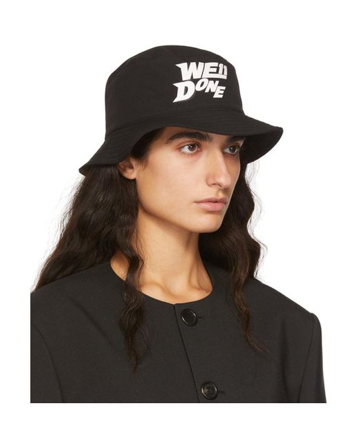 we11done Black Basic Logo Bucket Hat