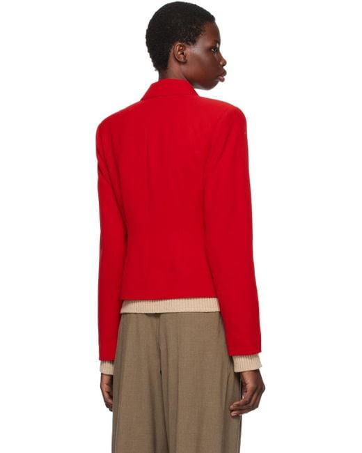 Ganni Red Twill Suiting Blazer