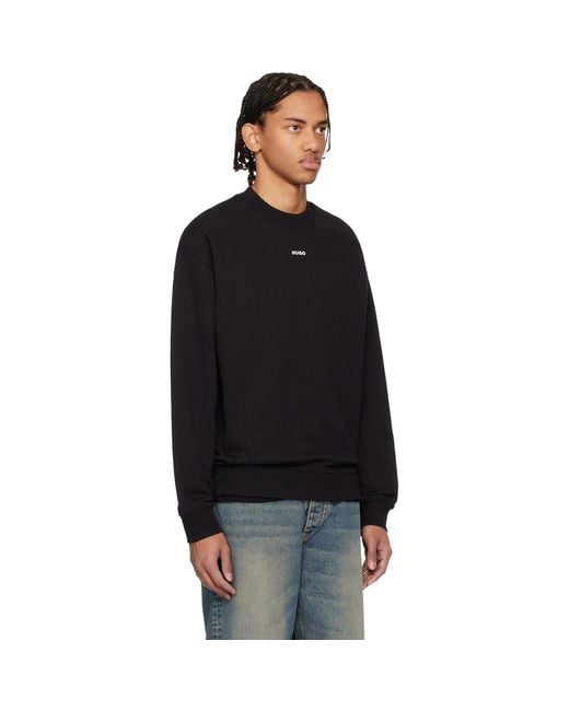 HUGO Black Logo Detail Relaxed-Fit Sweatshirt for men