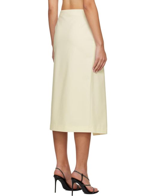 MSGM Natural Off-white Wrap Midi Skirt