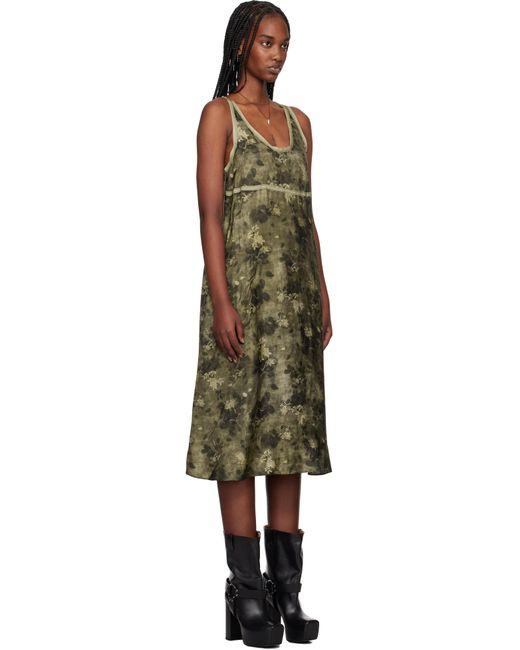 R13 グリーン Taped Tank ミディアムワンピース Black