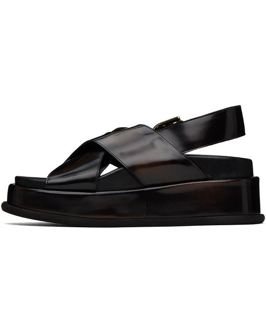 Dries Van Noten Black Ssense Exclusive Brown Leather Sandals