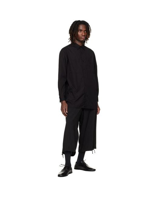 Yohji Yamamoto Black Big Standard Chain Stitch Shirt for men