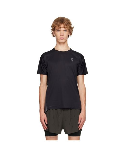 On Shoes Black Performance Running T-Shirt for men