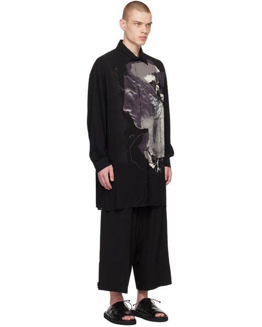 Yohji Yamamoto Black Printed Shirt for men