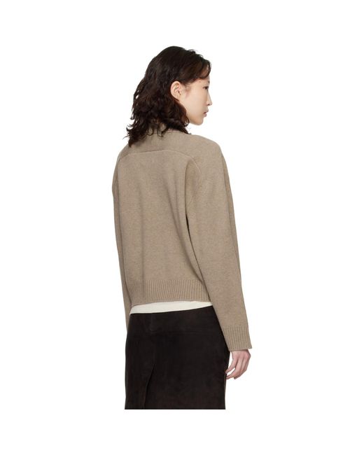 Loulou de Saison Brown Taupe Homere Lds Cashmere Polo Sweater