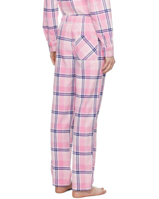 Tekla Pink Check Pyjama Pants