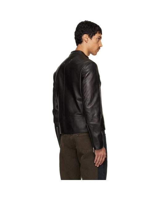 Maison Margiela Black 5-Zip Leather Jacket for men