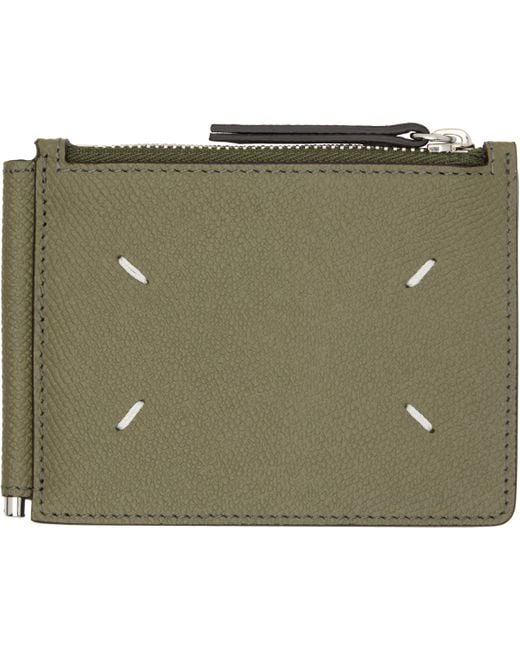 Maison Margiela Green Khaki Four Stitches Wallet for men