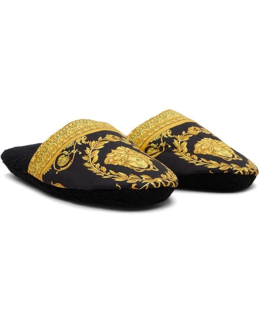 Versace Black 'I Heart Baroque' Slippers