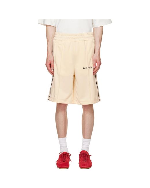 Palm Angels Natural Off- Classic Logo Track Shorts for men