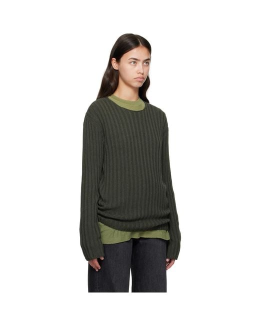 Acne Black Ribbed Crewneck Knit Sweater