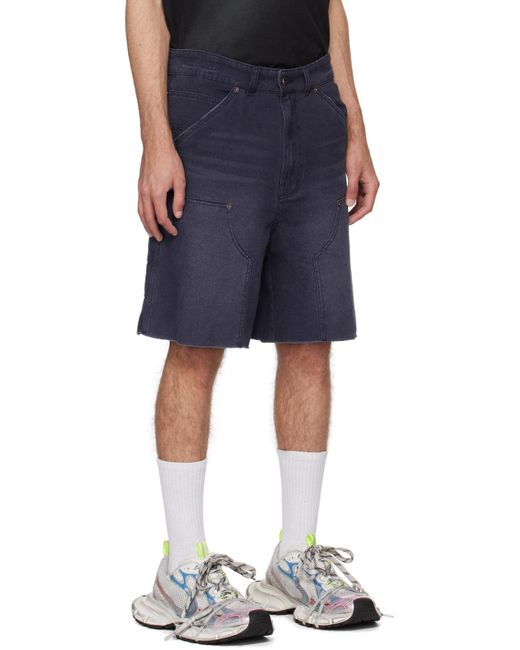 we11done Blue Faded Cargo Shorts for men