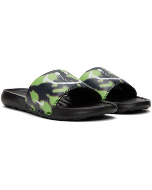 Nike Black & Green Victori One Sandals for men