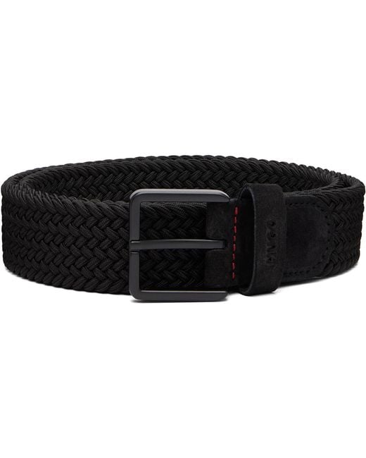 HUGO Black Woven Belt for men