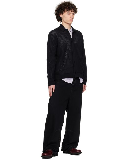 Represent Black Long Sleeve Mesh Knit Cardigan for men