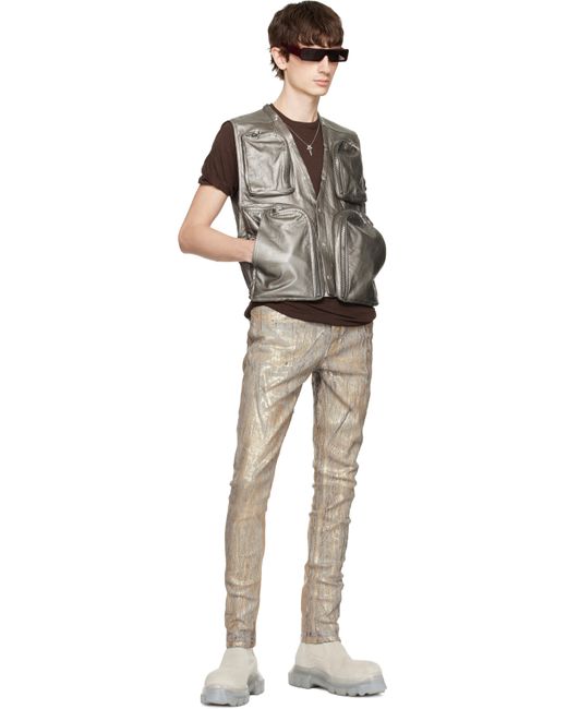 Veste Argentée En Cuir À Poches De Style Cargo Rick Owens pour homme en coloris Black