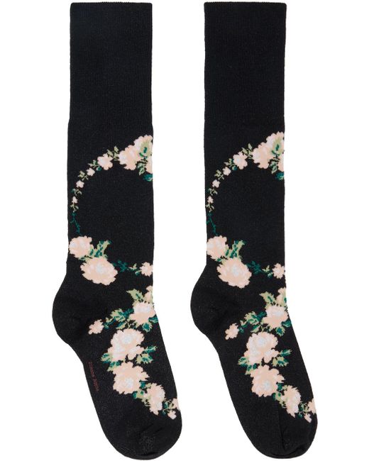 Simone Rocha Black Lurex Jacquard Rosebud Socks