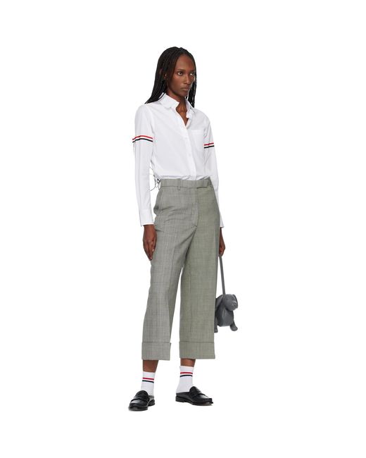 Thom Browne Gray High Waisted Straight Leg Trousers