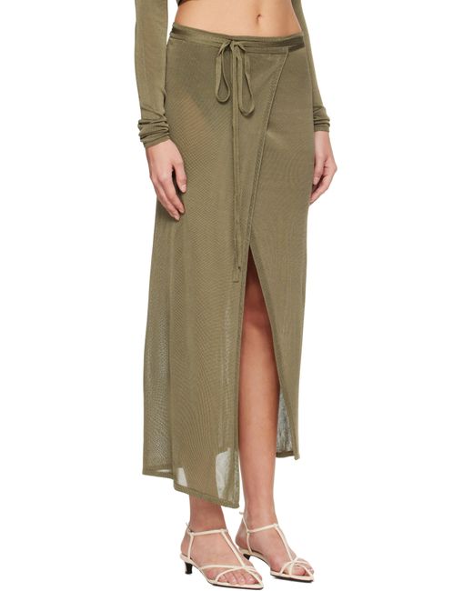 Frankie Shop Green Khaki Alsen Thin Knit Wrap Maxi Skirt