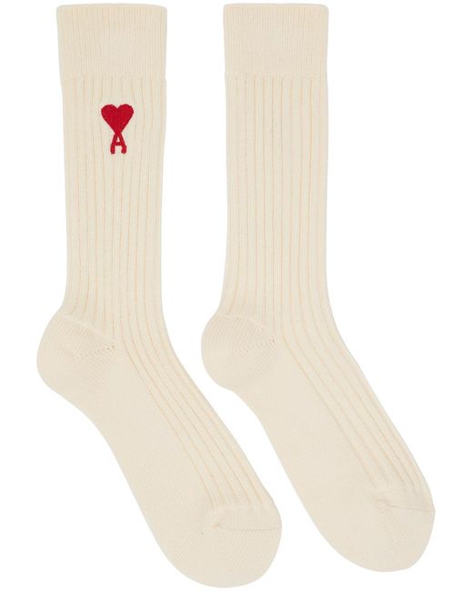AMI Three-pack Off-white Ami De Cœur Socks for men