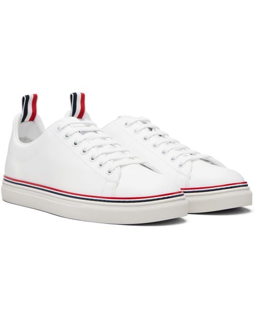 Thom Browne Black Vitello Calf Tennis Sneakers for men