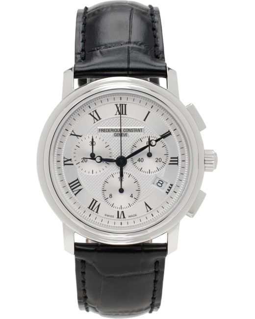 メンズ Frederique Constant シルバー& Classics クオーツ クロノグラフ腕時計 Black
