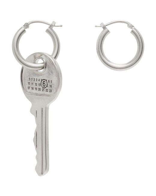 MM6 by Maison Margiela White Key Earrings for men