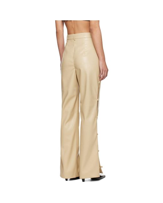 Nanushka Natural Beige Felina Vegan Leather Trousers