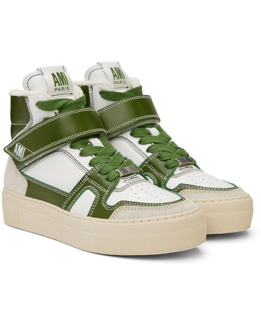 AMI White & Green Ami De Cœur Arcade Sneakers for men