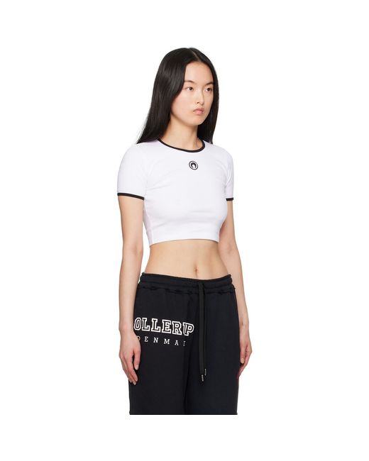 MARINE SERRE Black Moon Logo Jersey Cropped T-Shirt