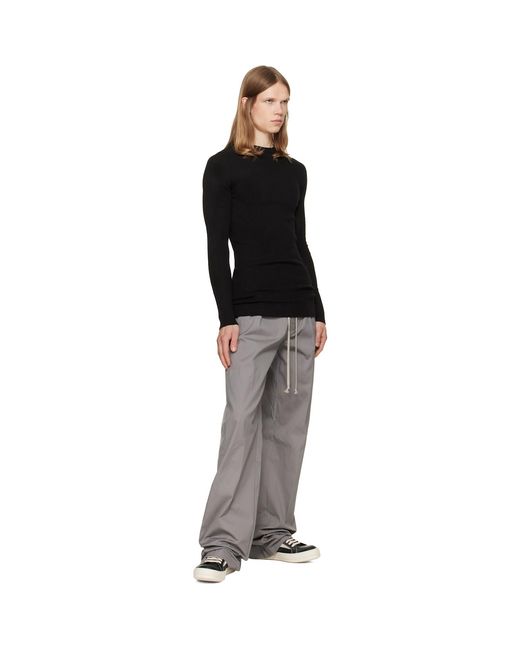 Rick Owens Black Tower Ribbed Round Neck Sweater for men