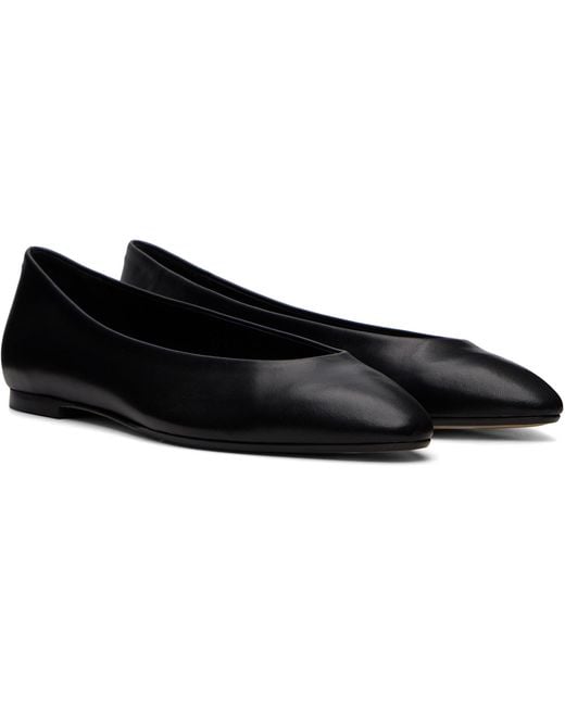 Aeyde Black Ellie Almond-Toe Ballerina Flats
