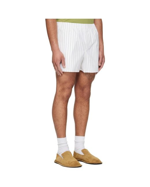 AMI White Off- & Cotton Elasticated Shorts for men