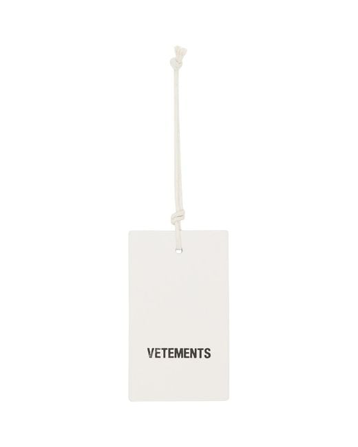 Vetements Black Leather Logo Hangtag Keychain