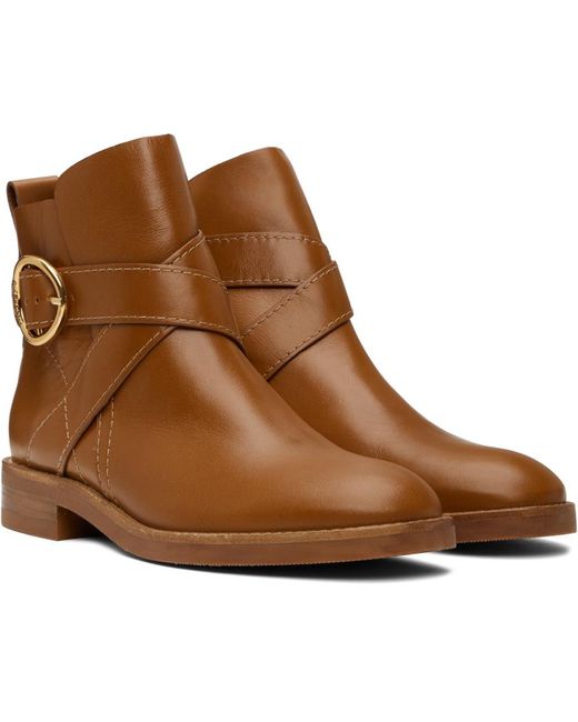 See By Chloé Brown Tan Lyna Ankle Boots